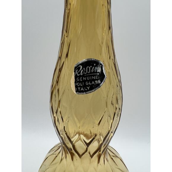 Rossini Empoli Amber Glass 13.5” Genie Bottle Decanter Italy Vintage No Stopper - Picture 4 of 11
